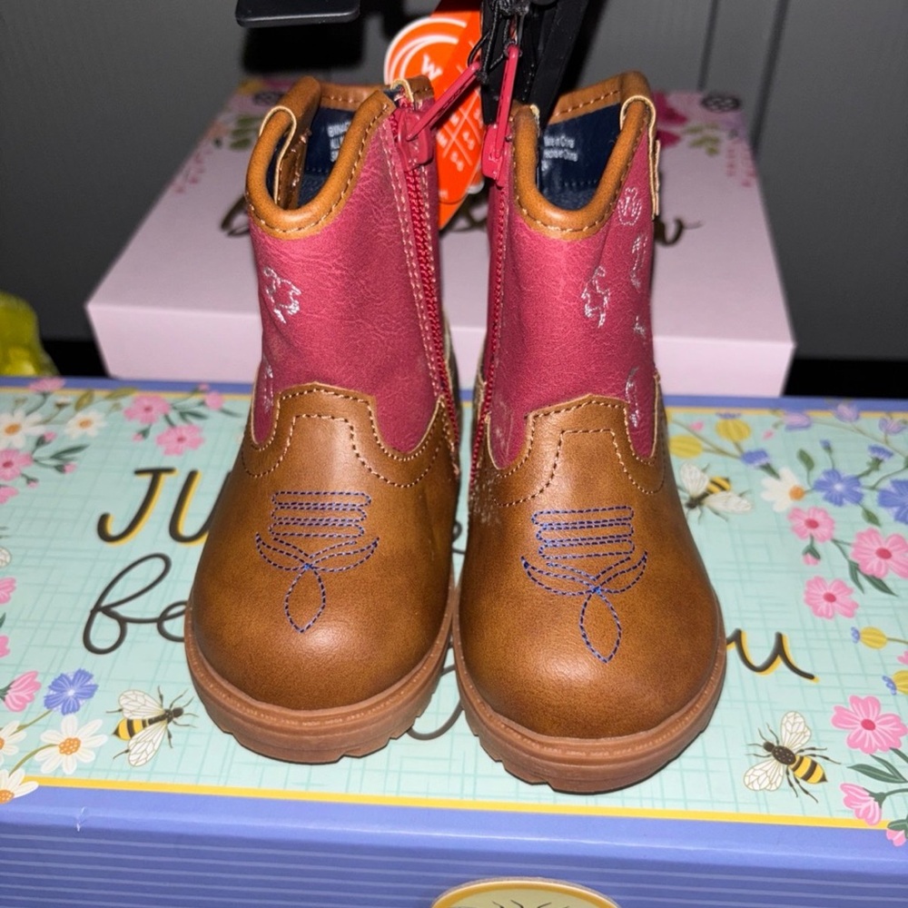 Wonder Nation Brown and Pink Kids Boots